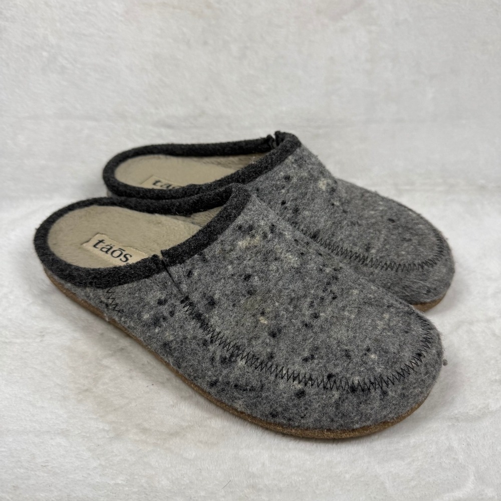 Taos Woolderness 2 Wool Clog Slippers Charcoal Speckled Stitching‎ 40 9.5/10